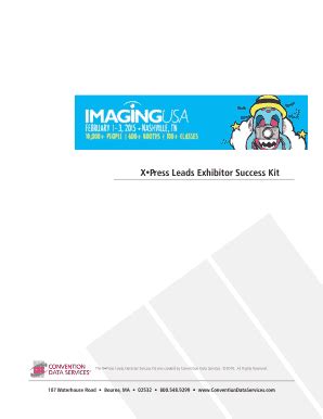 Fillable Online Imagingusa X Press Leads Exhibitor Success Kit