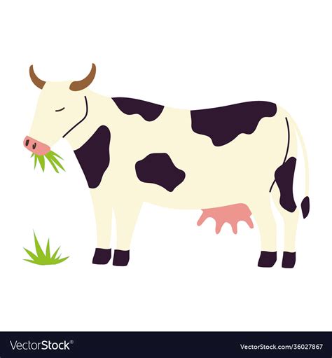 Cartoon Cows Eating Grass