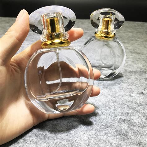 Perfume Bottle Cologne Bottle Flat Round Glass Bottle Empty Glass