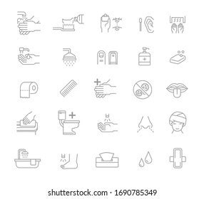 Personal Hygiene Icon Set Flat Line Stock Vector Royalty Free