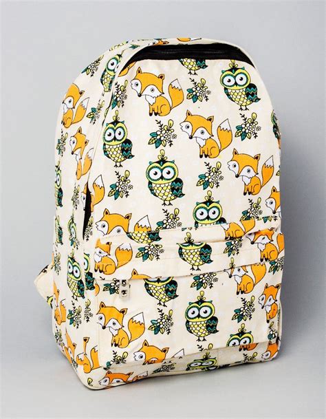 Рюкзак молодежный тканевый с принтом сов и лисиц | Vintage backpacks ...
