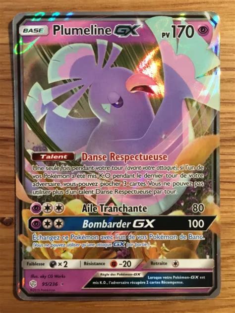 CARTE POKÉMON PLUMELINE GX 95 236 Soleil Lune Éclipse Cosmique SL12