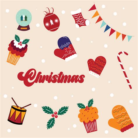 Christmas stickers collection in vintage style. 13798903 Vector Art at ...