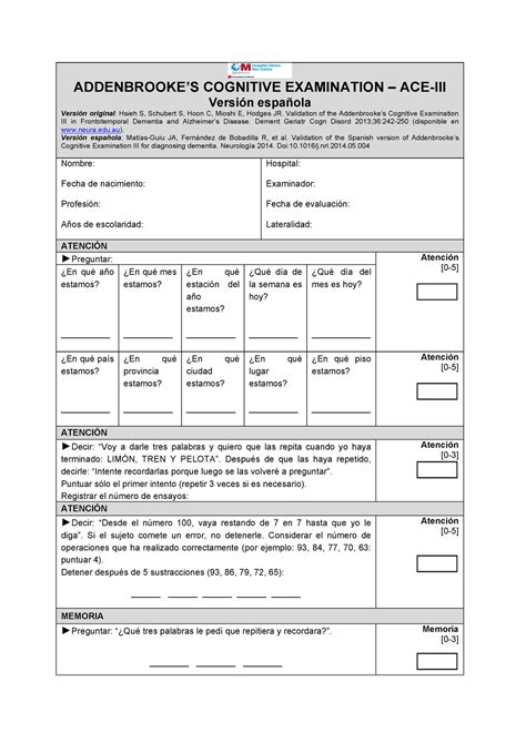 ACE III Tamizaje Cognitivo ADDENBROOKES COGNITIVE EXAMINATION