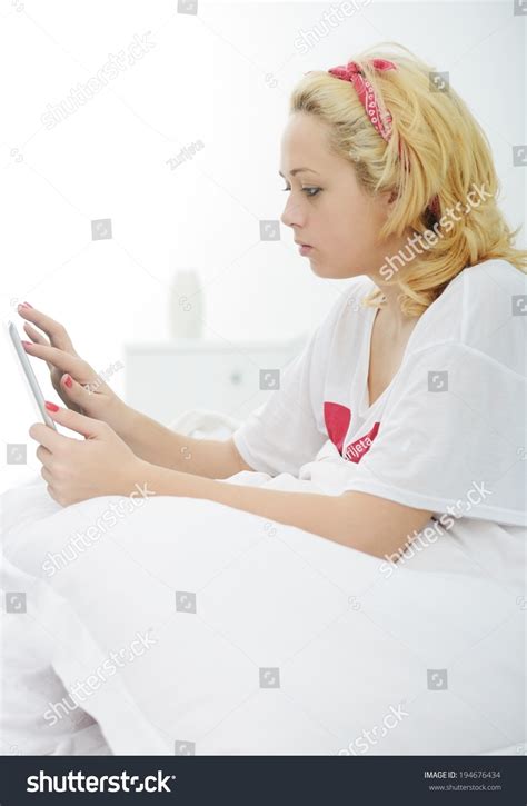Happy Blonde Girl On Bed Bedroom Stock Photo 194676434 Shutterstock