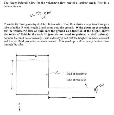 Solved The Hagen Poiseuille Law For The Volumetric Flow Rate