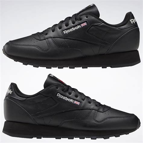 Classic Leather Shoes in Core Black / Core Black / Pure Grey 5 | Reebok ...