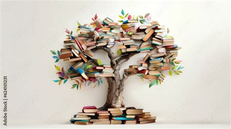 International Literacy Day Concept With Tree With Books Like Leaves