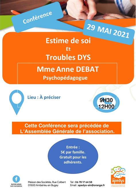 Assemblée Générale de lAssociation et Conférence APEDYS 01