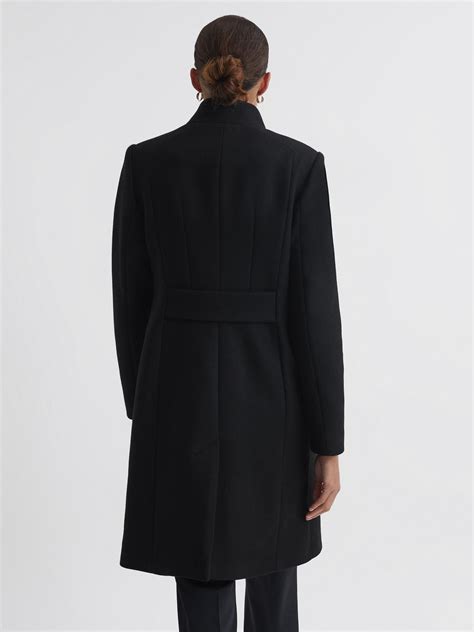 Reiss Wool Blend Mid-Length Coat in Black - REISS