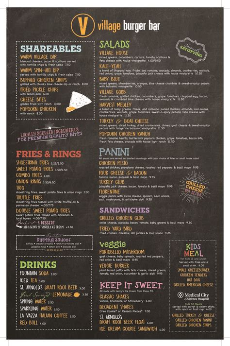 Our Menu — Village Burger Bar