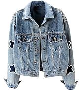 Kedera Women Oversized Denim Jacket Embroidered Pearls Beading Jeans