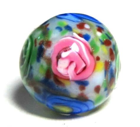 Stellar Antique Milk Glass Ball Button W Beautifully Colorful Glass