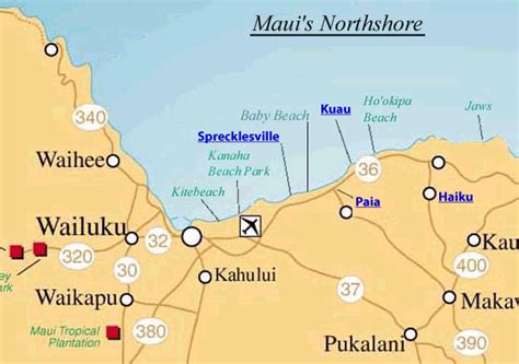 Maui's Northshore Map : North Shore Vacation Rentals ...