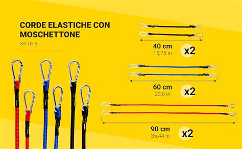 Pretex Set Da Corde Elastiche Con Gancio Misure Di Elastici Con