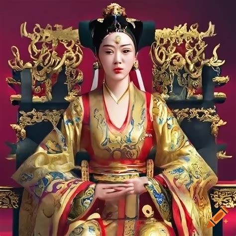 Empress Wu Zetian Tang Dynasty Imperial Consort Sitting On The Dragon