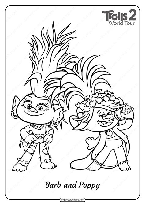 Free Printable Trolls 2 Queen Barb Coloring Page Artofit