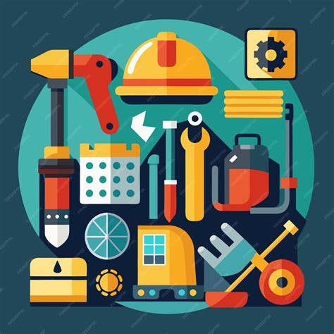 Construction and Industry Tools Flat Design Illustration | Premium AI