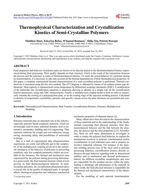 Pdf Thermophysical Characterization And Crystallization Kinetics Of