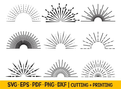 Sunshine Svg Cut Files, Sun Rays Svg Files for Cricut, Half Sun Svg Cut Files, Summer Svg, Boho