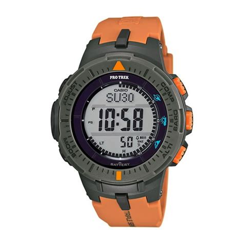 Casio - Men's Pro Trek Solar Powered Triple-Sensor Watch with Orange Strap - Walmart.com ...