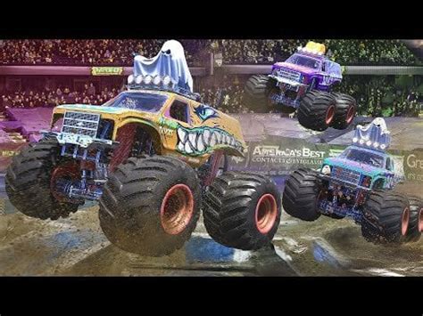 Halloween Monster Trucks Jam Stunts Challenge & Scary Crash | Halloween ...