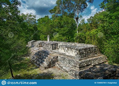 Les Ruines De La Ville De Calakmul Pyramide Maya Photo Stock Image Du