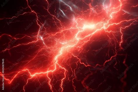 Abstract Red Lightning Background Energy And Electricity Concept Stock