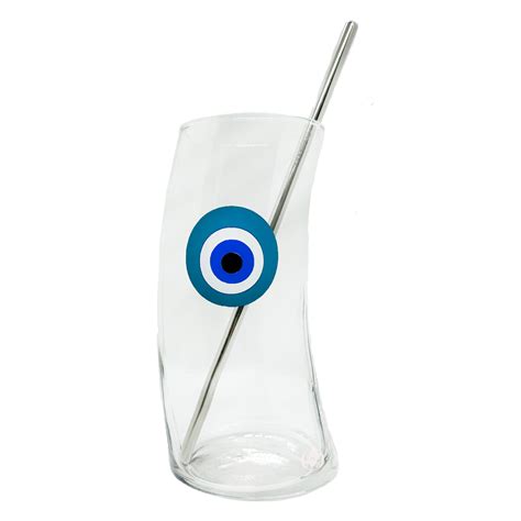 The Original Wave Frappe Glass With Stainless Steel Straw Aqua Mati