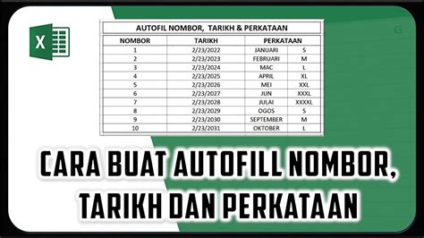 Cara Buat Autofill Nombor Tarikh Dan Perkataan Dalam Excel YouTube