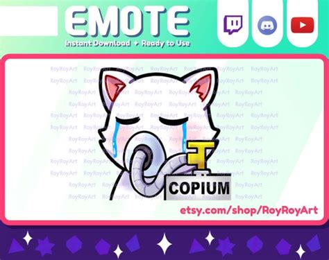 Twitch Emote White Cat Copium Emote / Sub Emoji - Etsy Israel