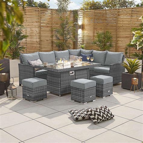 Cambridge Outdoor Patio Fire Pit Rattan Furniture Set