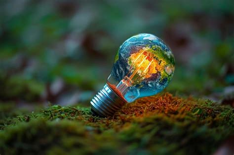 Premium AI Image | Environmental enlightenment Light bulb with a world map