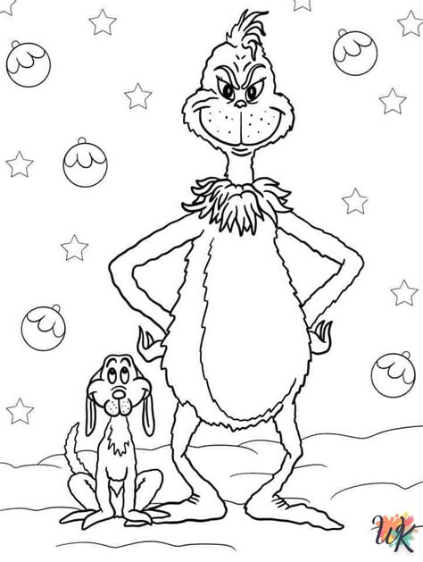 Coloriage Grinch Adorable personnage vole le réveillon Noël