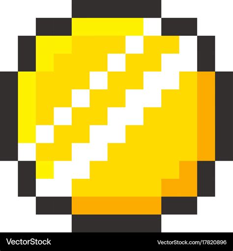 Pixel Art Golden Coin Retro Video Game Royalty Free Vector