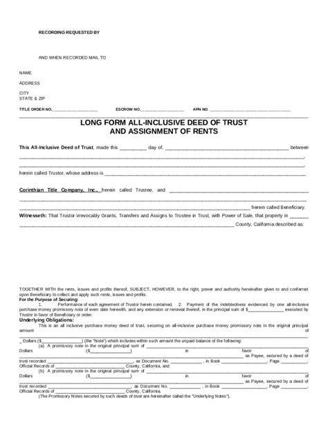 Deed Of Trust With Assignment Of Rents Long Doc Template Pdffiller