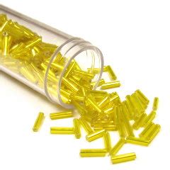 Glass Bugle Beads In Gram Tube Mm Silver Lined Yellow My Beads