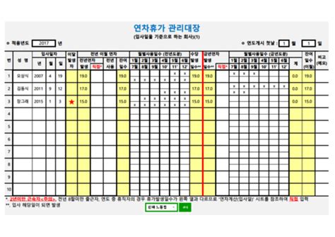 연차휴가·수당계산기엑셀 3차 업그레이드 全자동으로 네이버 블로그