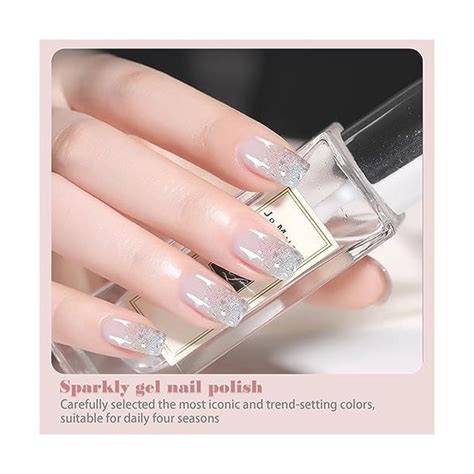 Aieenjor Vernis Semi Permanent Paillet Vernis Argent Uv Led Soak