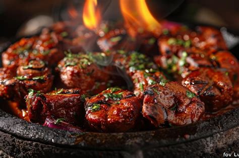 Premium Photo Hot Meat On The Barbecue
