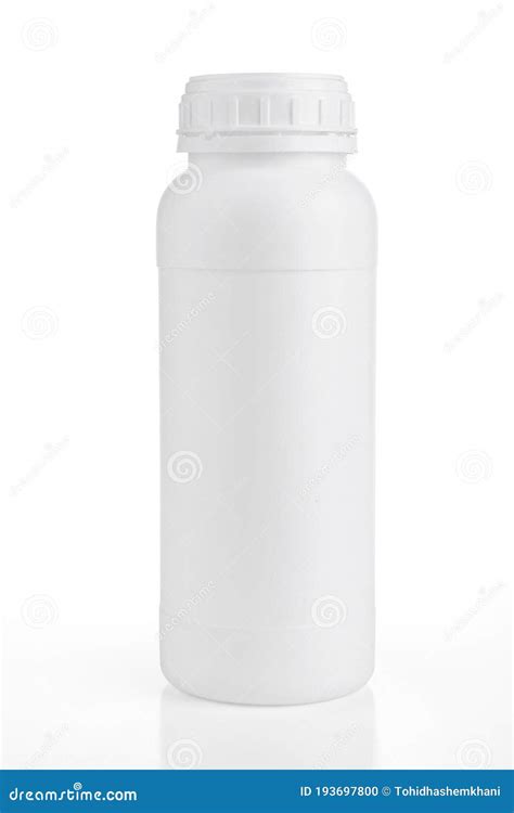 White Plastic Bottle Without Label On White Background Stock Photo