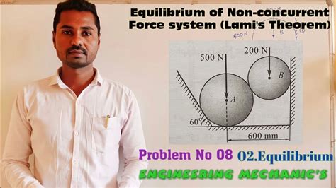 Equilibrium Of Non Concurrent Force System Prob No Lami S Theorem