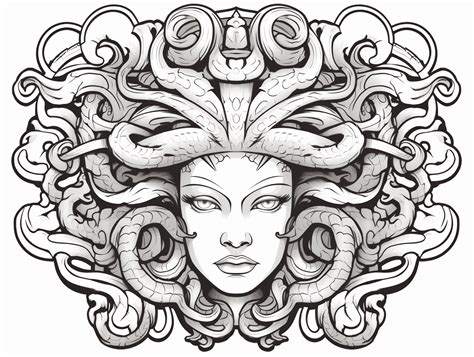 Medusa Inspired Coloring For Adults - Coloring Page