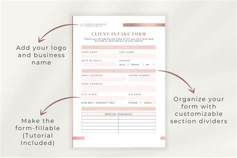 Client Intake Form Canva Template Health Coach Forms Etsy Uk