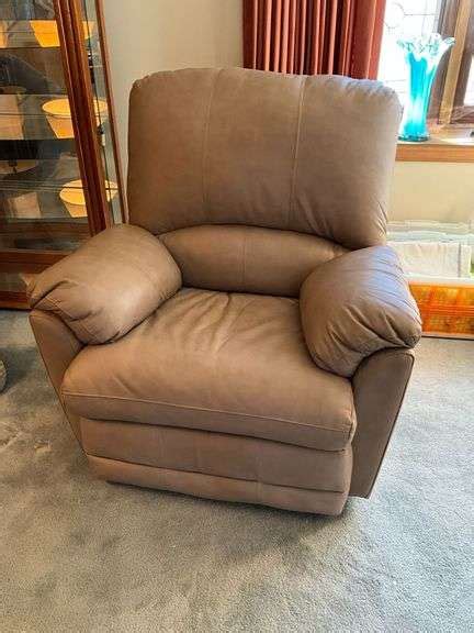 Taupe Leather Rocker Recliner