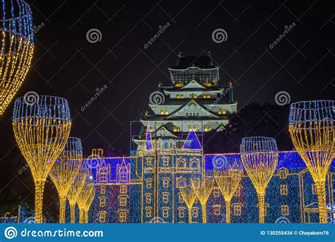 Osaka Castle Night Illumination Osaka Japan Editorial Stock Image