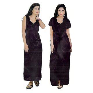 Buy Womens Nightwear Set Pc Nighty Over Coat Hot Bedroom Set Brown Colour Lounge Wear Fun Daily
