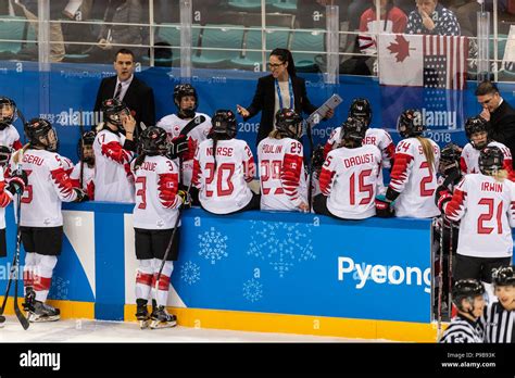 Canadian Head Coach Laura Schuler With Team Canada During The Gold