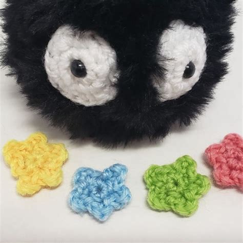 Handmade Crochet Soot Sprite With Stars Amigurumi