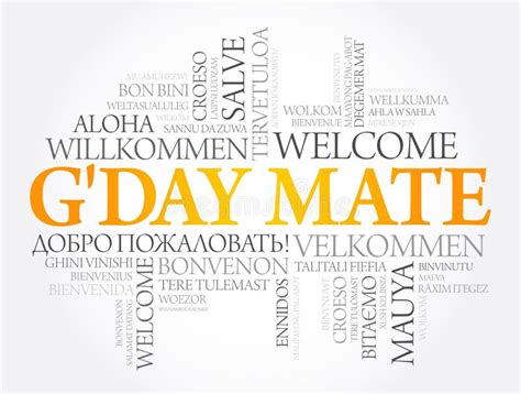 G Day Mate Welcome In Australian Word Cloud In Different Languages